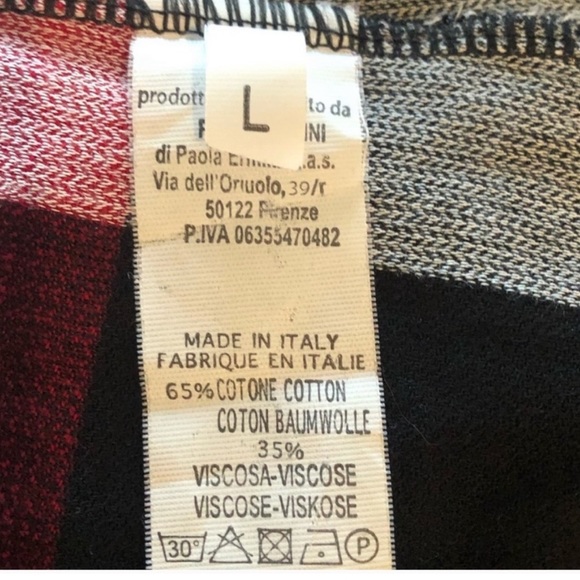 Paola Ermini pullover sleevesless red black plaid pattern peplum top size large - Picture 5 of 8